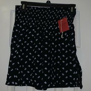 Black ribbed printed skirt